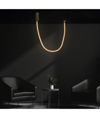 kelvo® GLOW KLV-101-0155 Κρεμαστό Φωτιστικό Οροφής LED 27W 2700lm 360° AC 220-240V IP20 Ρυθμιζόμενο Λευκό CCT με Χειριστήριο από 2700K έως 6000K Dimmable - Lumileds SMD Chip - Χρυσό Πλατίνα - Μ90 x Π9 x Υ95cm - 3 Χρόνια Εγγύηση